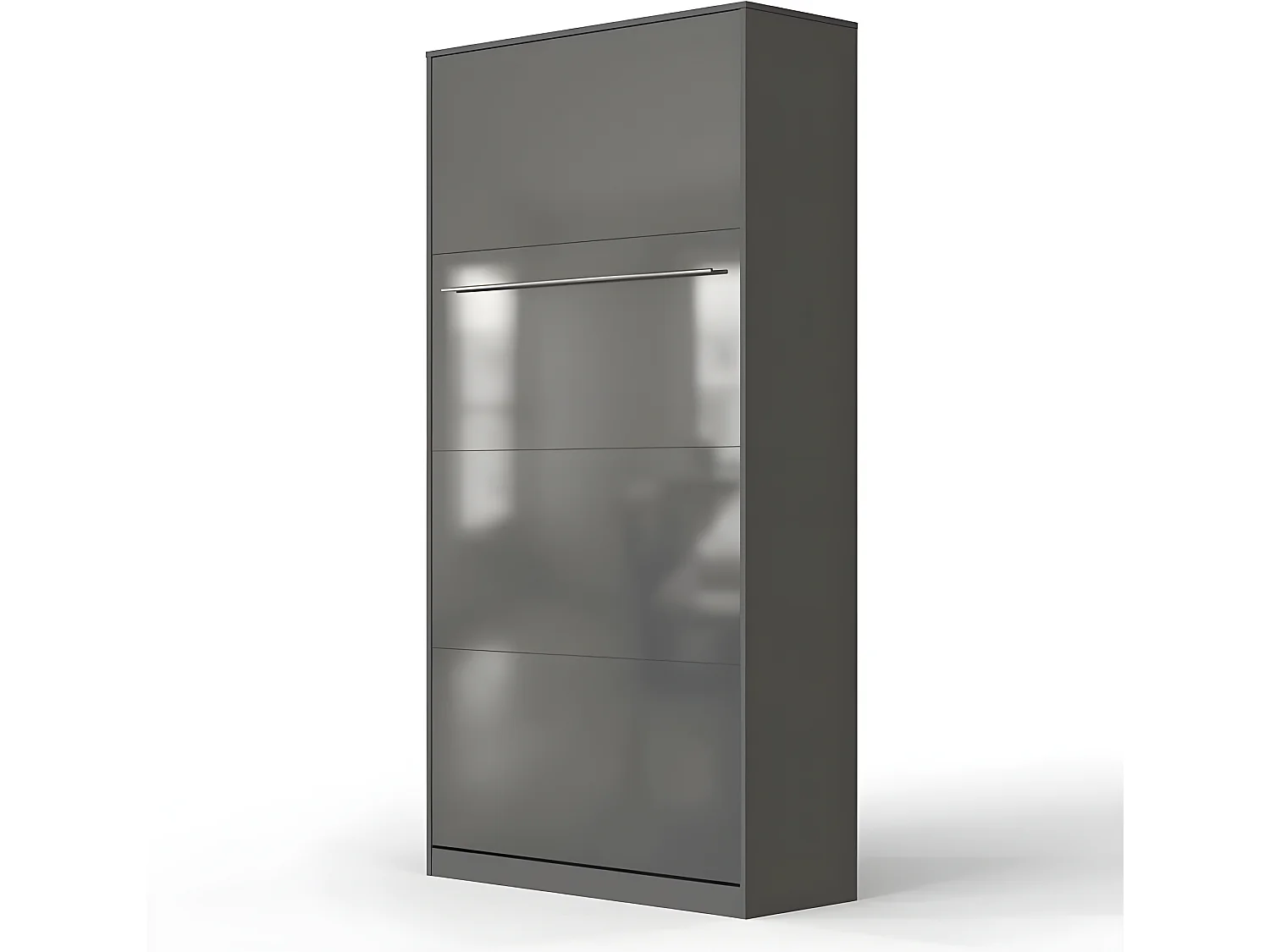 Armoire Lit escamotable 90x200cm Vertical Lit Rabattable Lit Mural Supérieur Anthracite/Anthracite brillant