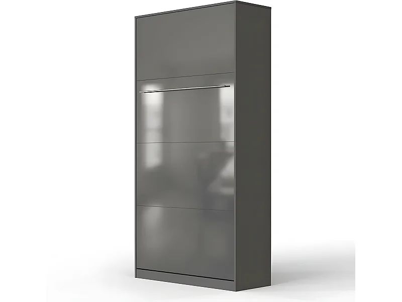 Armoire Lit escamotable 90x200cm Vertical Lit Rabattable Lit Mural Supérieur Anthracite/Anthracite brillant