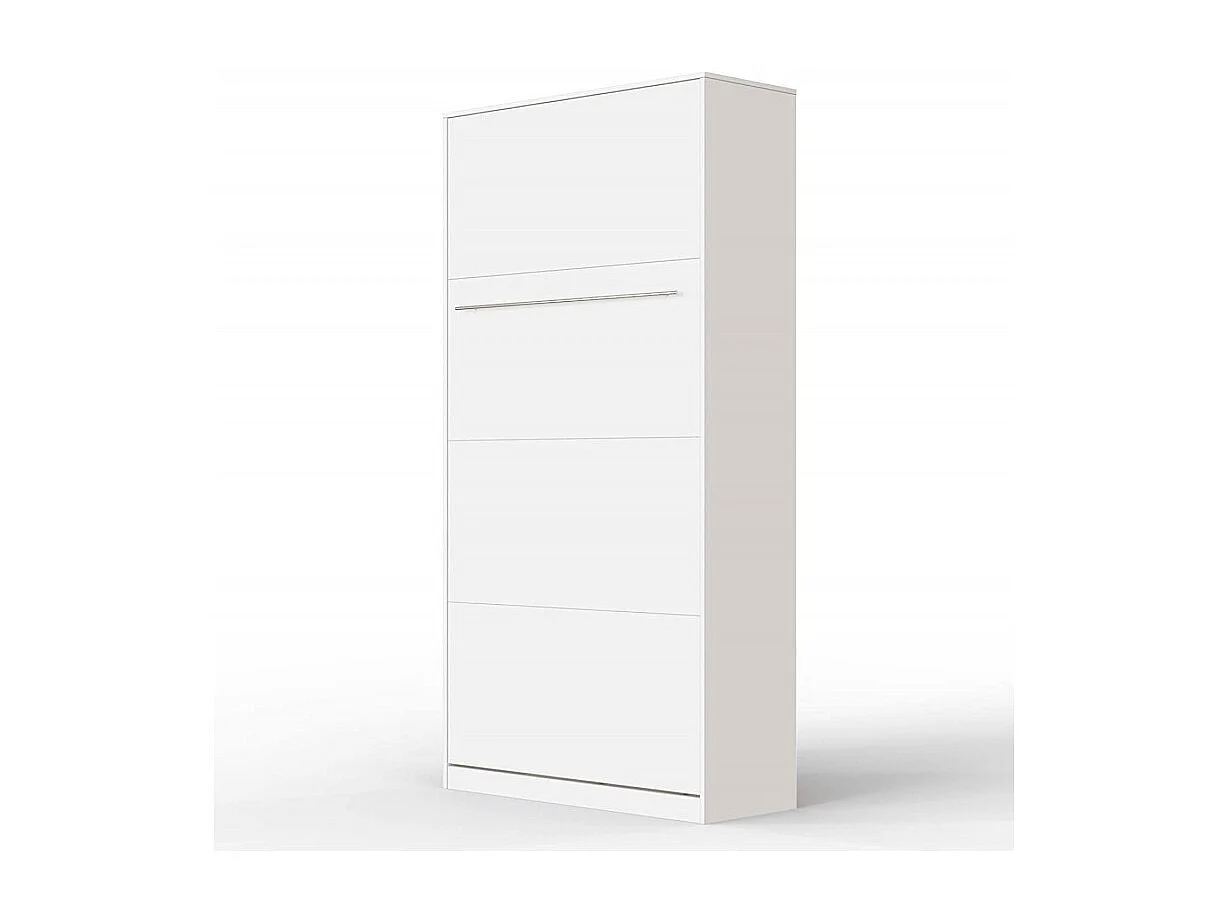 Armoire Lit escamotable 90x200cm Vertical Lit Rabattable Lit Mural Supérieur Blanc/blanc