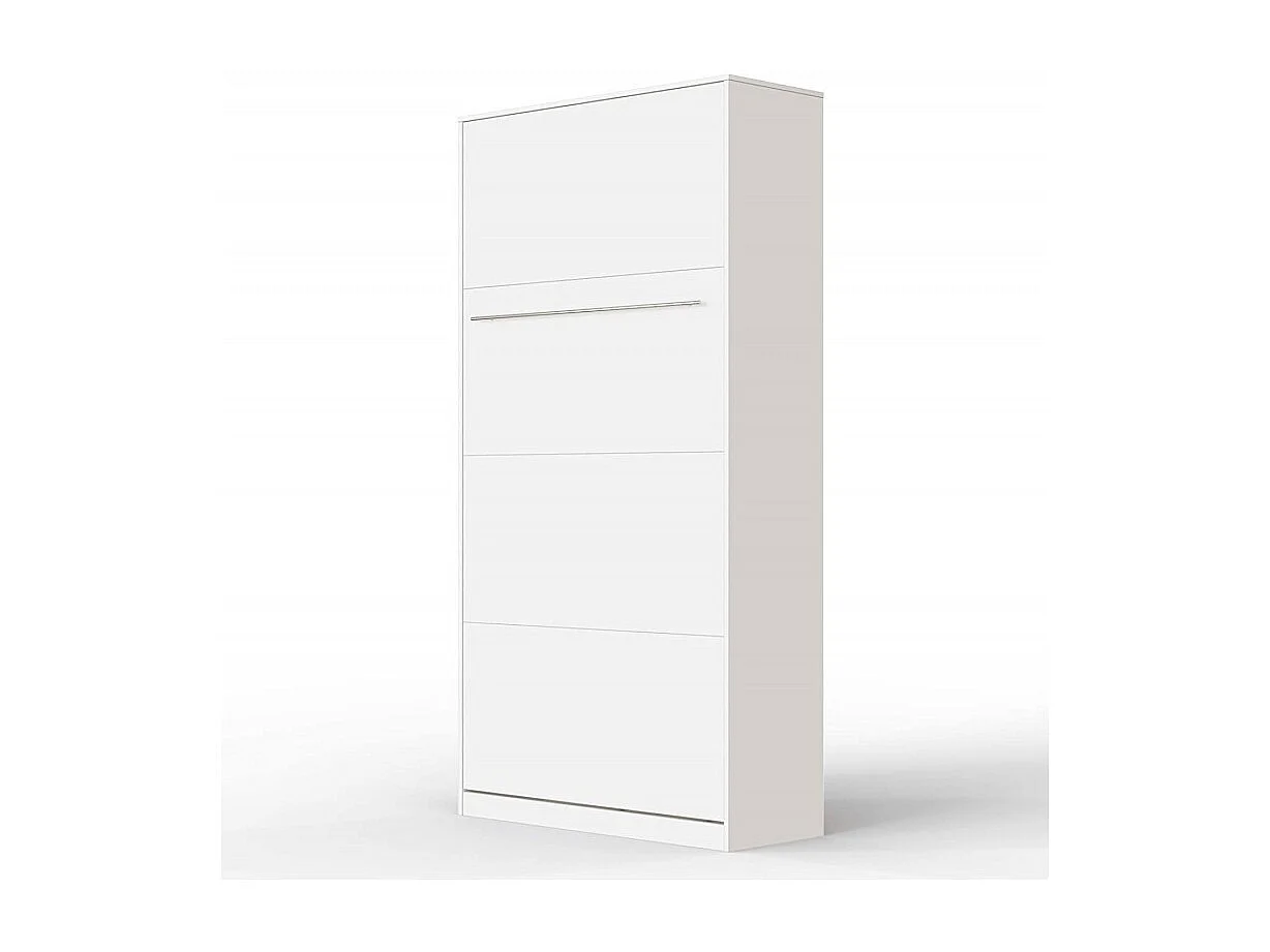 Armoire Lit escamotable 90x200cm Vertical Lit Rabattable Lit Mural Supérieur Blanc/blanc