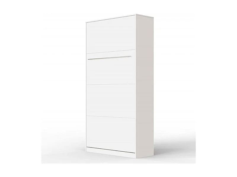 Armoire Lit escamotable 90x200cm Vertical Lit Rabattable Lit Mural Supérieur Blanc/blanc