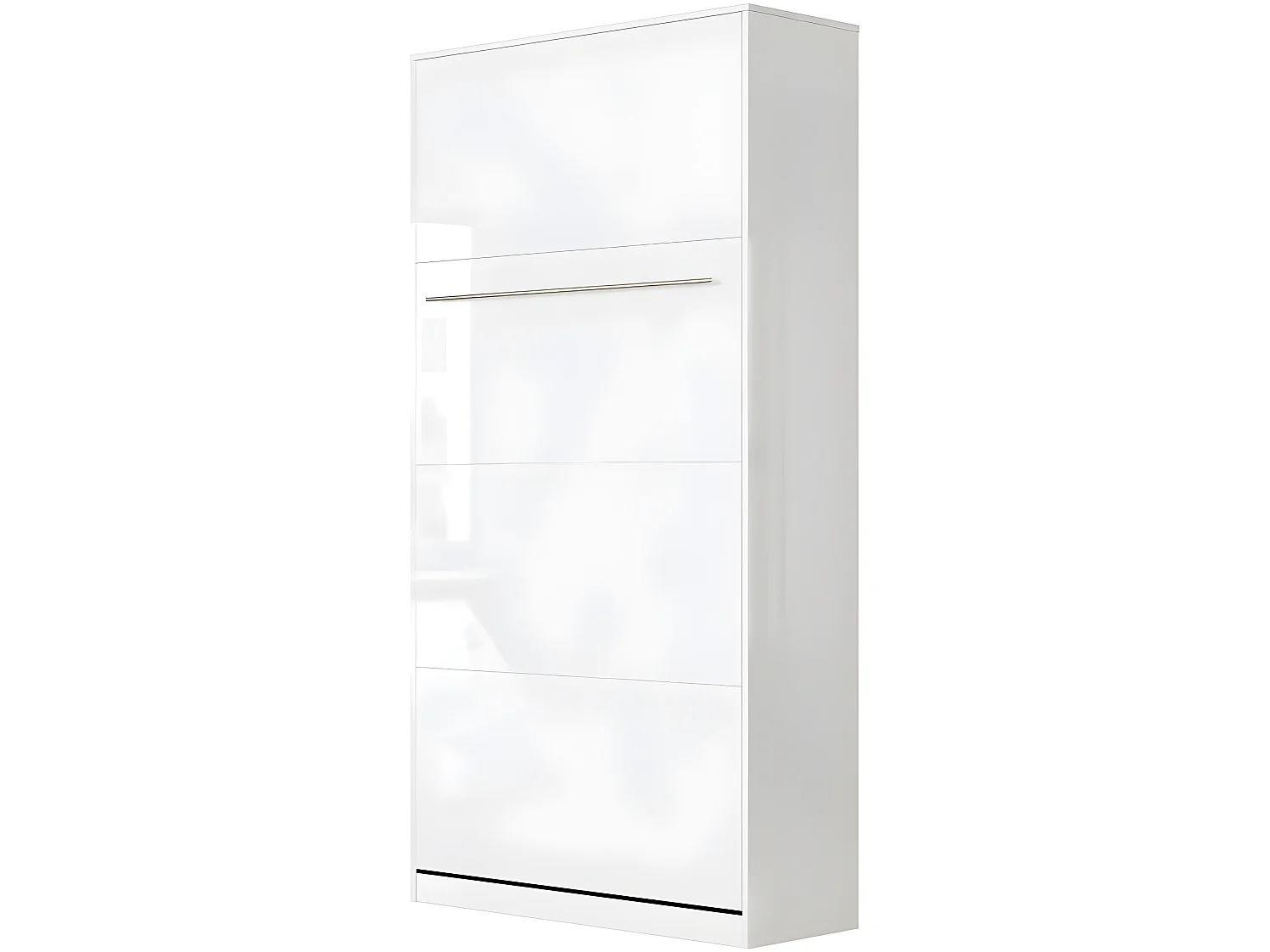 Armoire Lit escamotable 90x200cm Vertical Lit Rabattable Lit Mural Supérieur Blanc/Blanc brillant