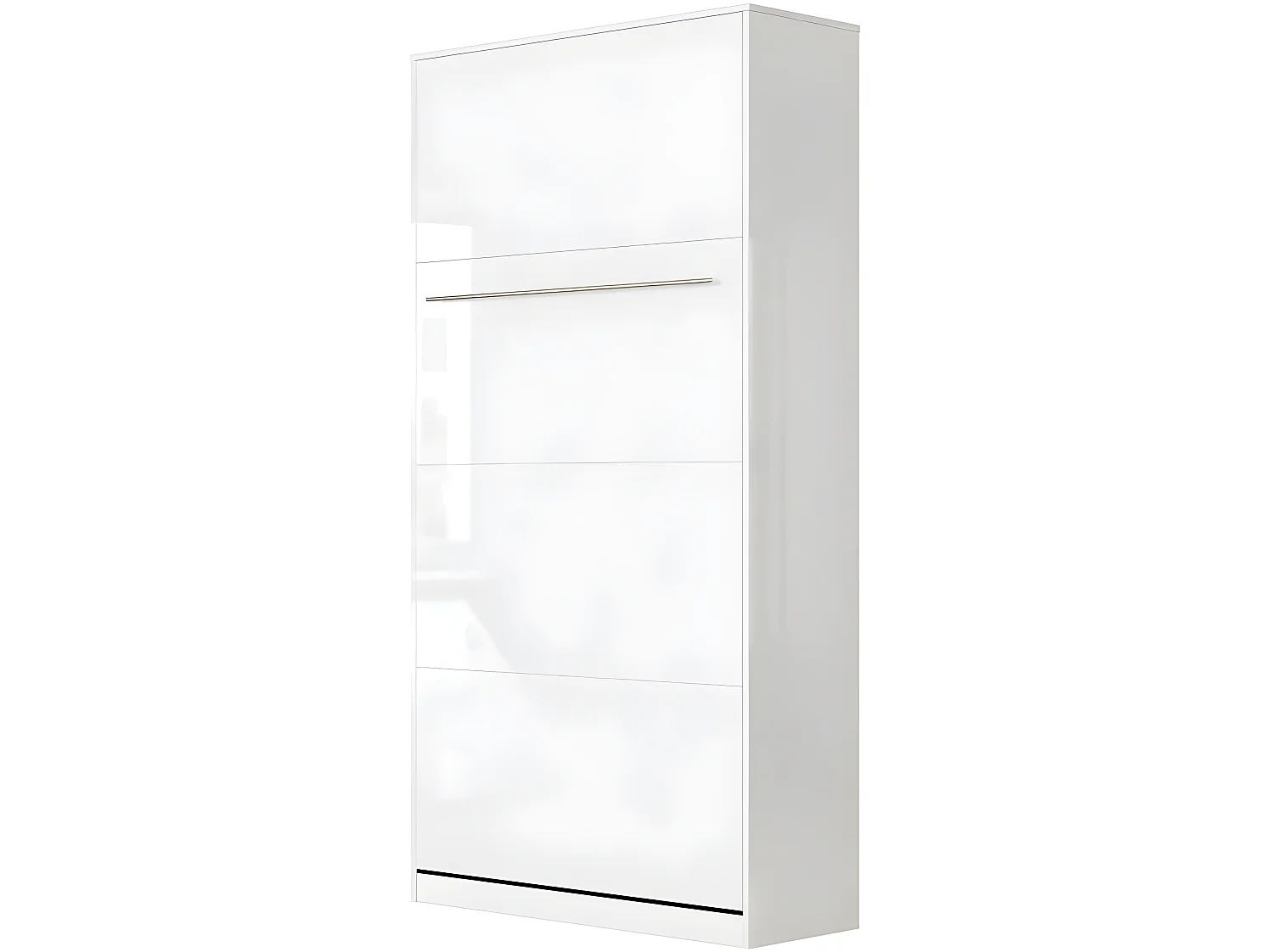 Armoire Lit escamotable 90x200cm Vertical Lit Rabattable Lit Mural Supérieur Blanc/Blanc brillant