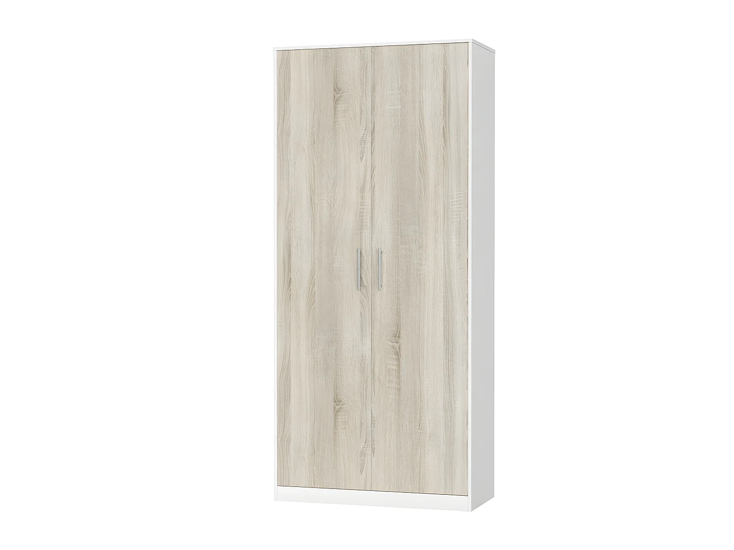 Lit escamotable +2 Placards Vertical 140x200+(80x2)cm Lit Rabattable Lit Mural Standard Blanc /Chêne Sonoma