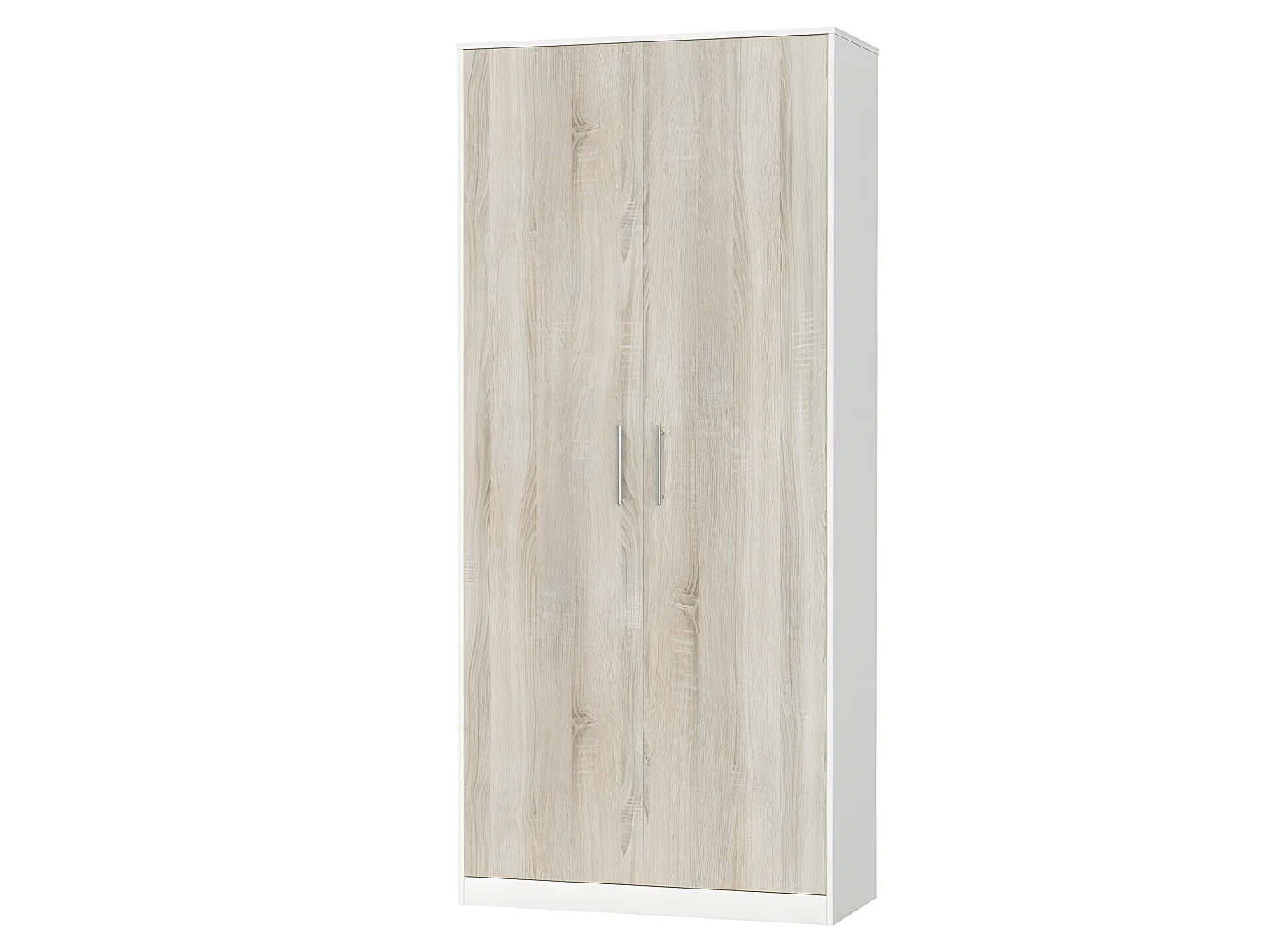 Lit escamotable +2 Placards Vertical 140x200+(80x2)cm Lit Rabattable Lit Mural Standard Blanc /Chêne Sonoma