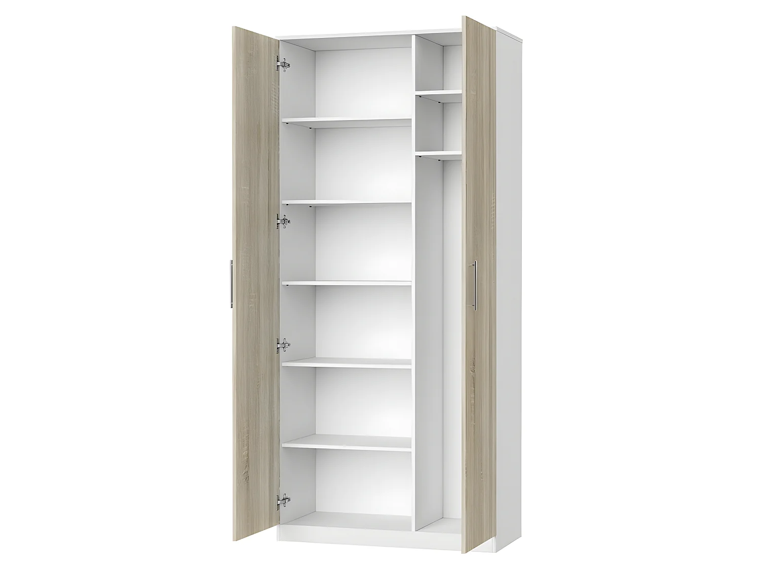 Lit escamotable +2 Placards Vertical 140x200+(80x2)cm Lit Rabattable Lit Mural Standard Blanc /Chêne Sonoma