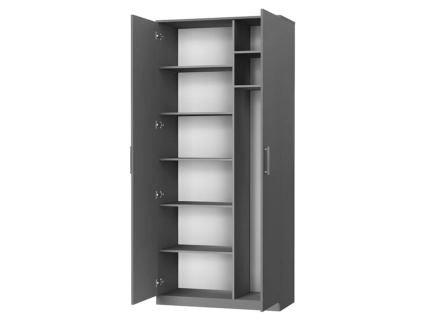 Lit escamotable +2 Placards Vertical 140x200+(80x2)cm Lit Rabattable Lit Mural Standard Anthracite/Anthracite