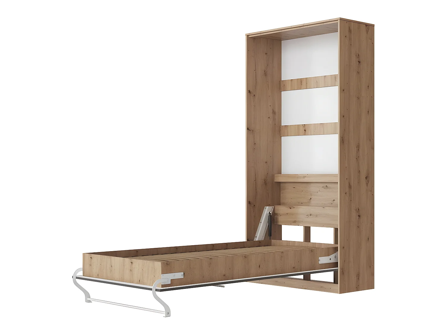 Armoire Lit escamotable 90x200cm Vertical Lit Rabattable Lit Mural Supérieur Chêne Sauvage/Anthracite