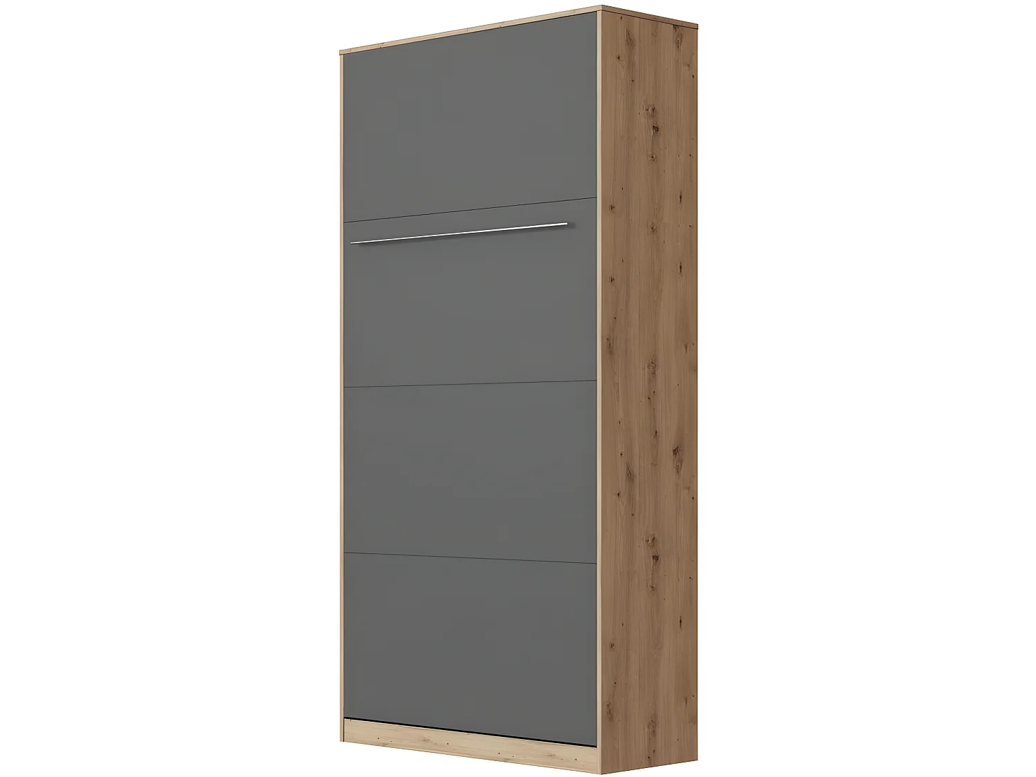 Armoire Lit escamotable 90x200cm Vertical Lit Rabattable Lit Mural Supérieur Chêne Sauvage/Anthracite