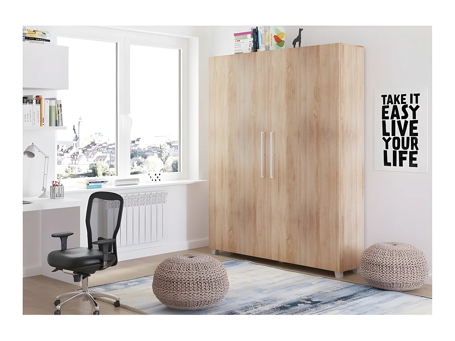 Armoire Lit escamotable Vertical 160x200 cm Sonoma artisan avec porte Lit Rabattable Lit Mural Todor