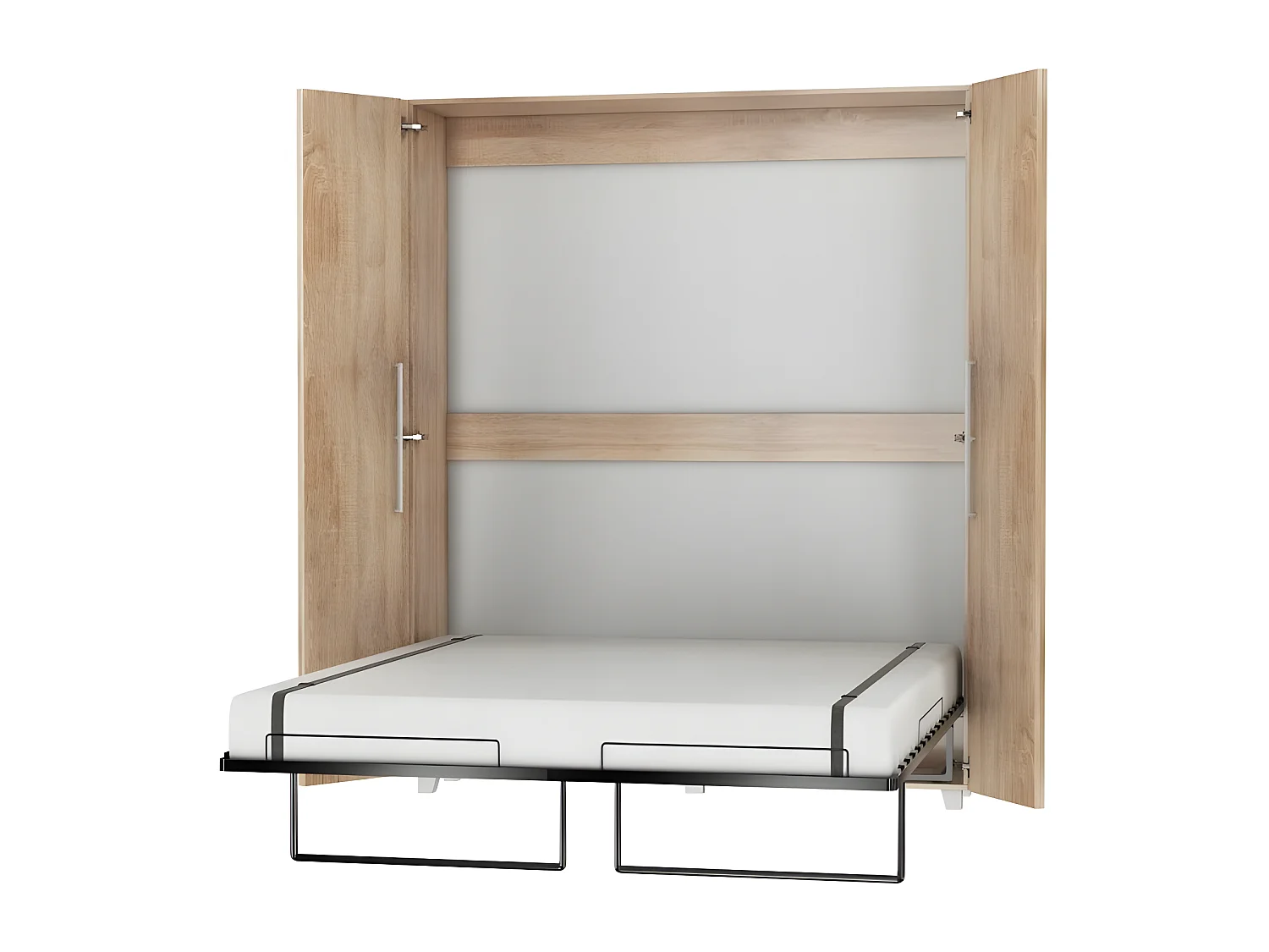 Armoire Lit escamotable Vertical 160x200 cm Sonoma artisan avec porte Lit Rabattable Lit Mural Todor