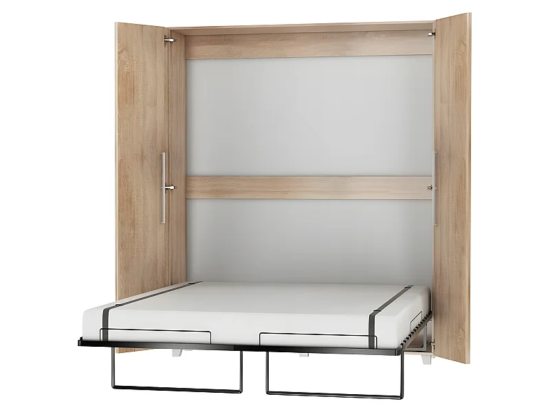 Armoire Lit escamotable Vertical 160x200 cm Sonoma artisan avec porte Lit Rabattable Lit Mural Todor