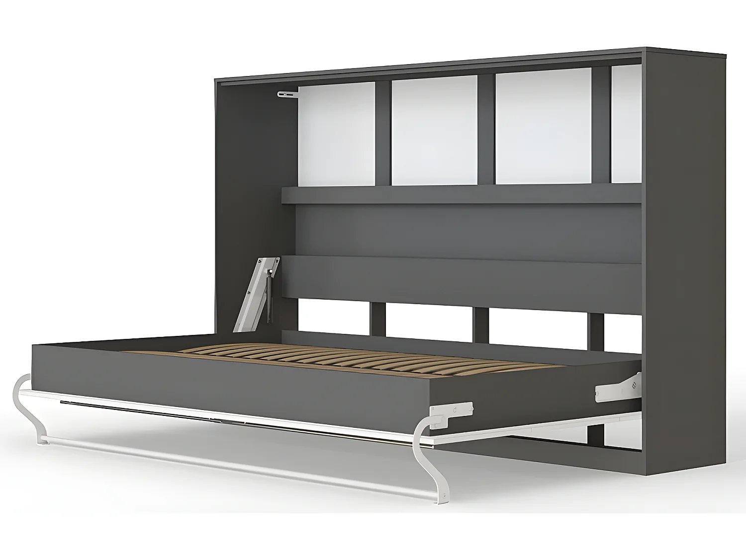 Armoire Lit escamotable 120x200cm Supérieur Horizontal Lit Rabattable Lit Mural Anthracite/Blanc