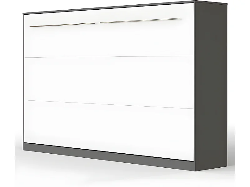 Armoire Lit escamotable 120x200cm Supérieur Horizontal Lit Rabattable Lit Mural Anthracite/Blanc