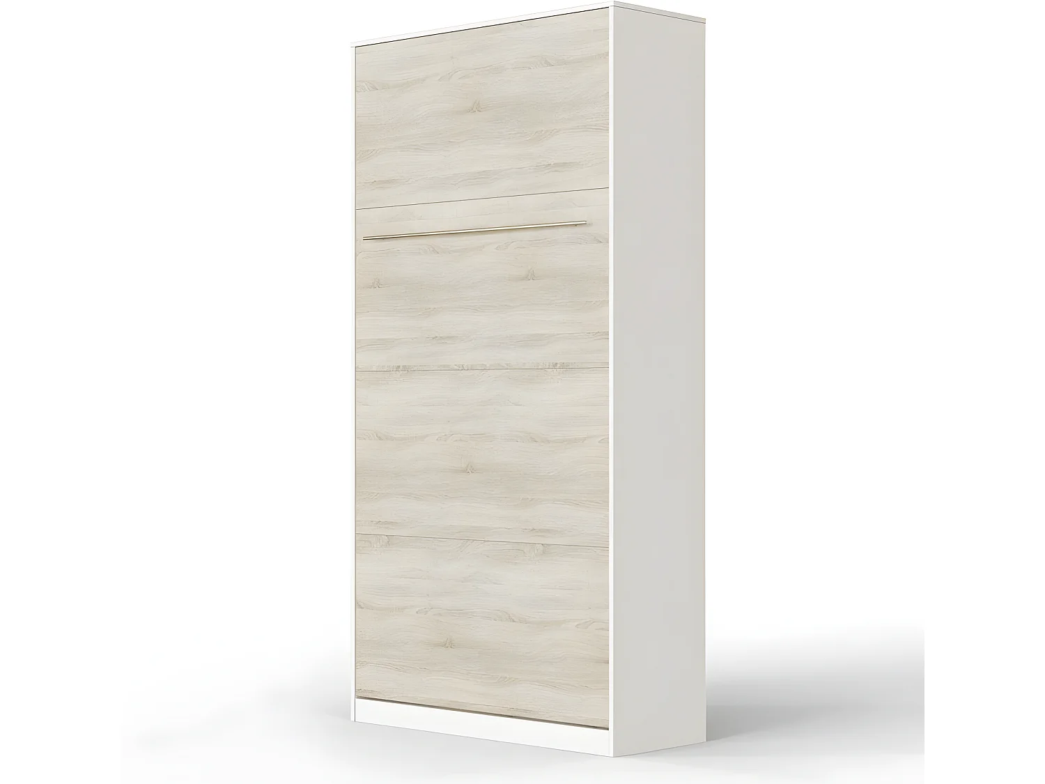 Armoire Lit escamotable 90x200cm Vertical Lit Rabattable Lit Mural Supérieur Blanc /Chêne Sonoma