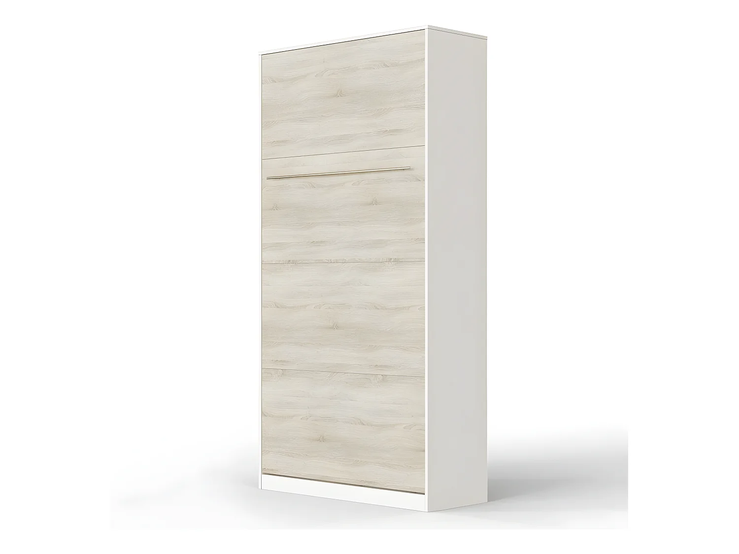 Armoire Lit escamotable 90x200cm Vertical Lit Rabattable Lit Mural Supérieur Blanc /Chêne Sonoma