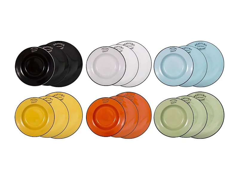 Assiettes colorées Brasserie bistrot (Lot de 18)