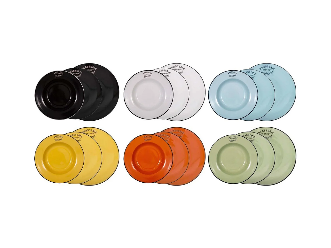 Assiettes colorées Brasserie bistrot (Lot de 18)