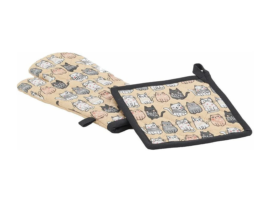 Ensemble gant et manique Chats mignons