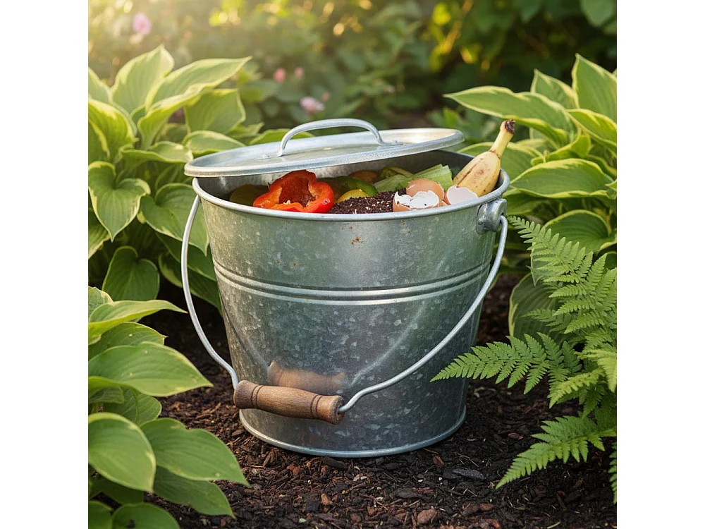 Seau avec couvercle pour cendres granulés ou compost