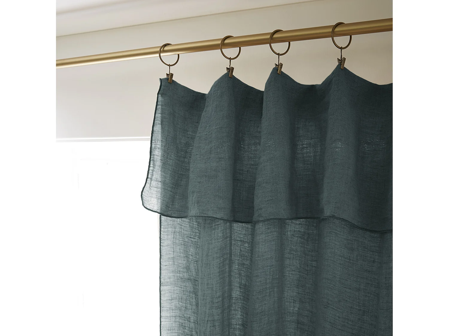 Rideau à pinces ajustable lin 140x270 cm gris