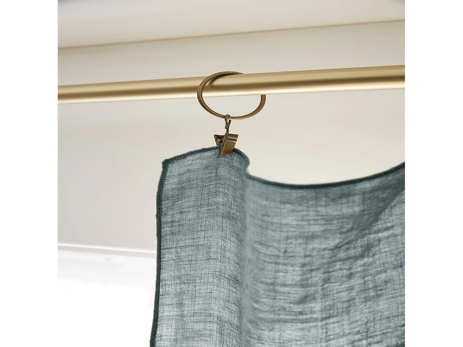 Rideau à pinces ajustable lin 140x270 cm gris