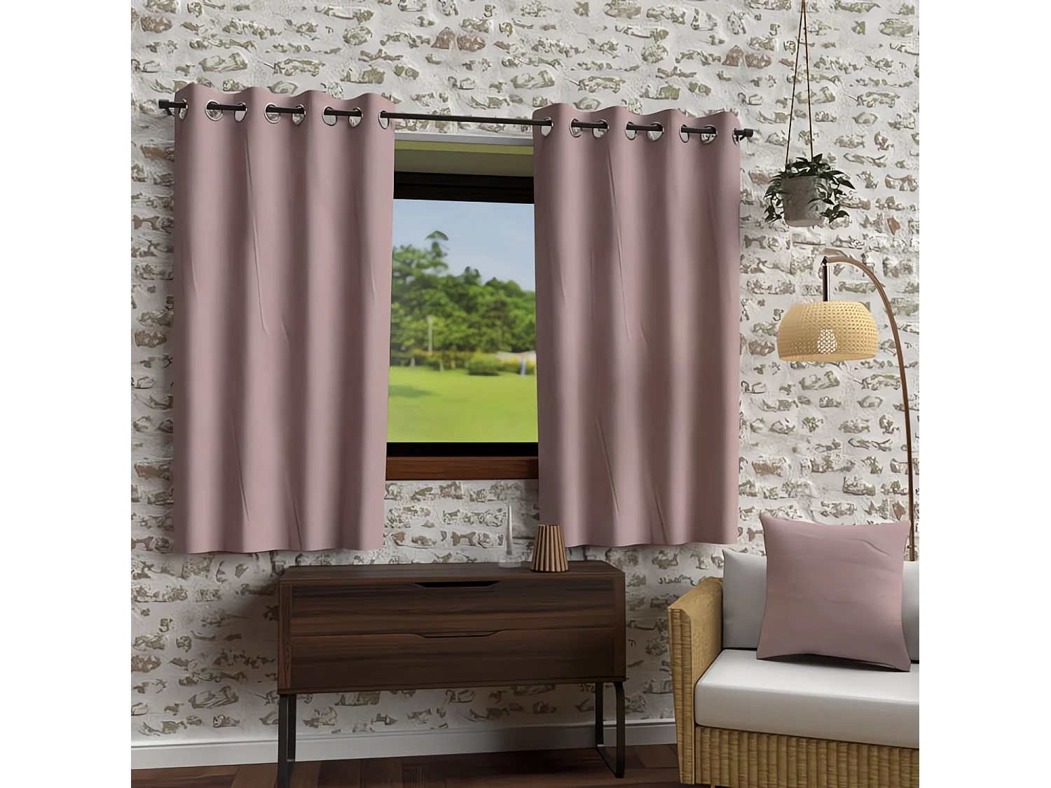 Rideaux à œillets Bohème rose 135x180 cm