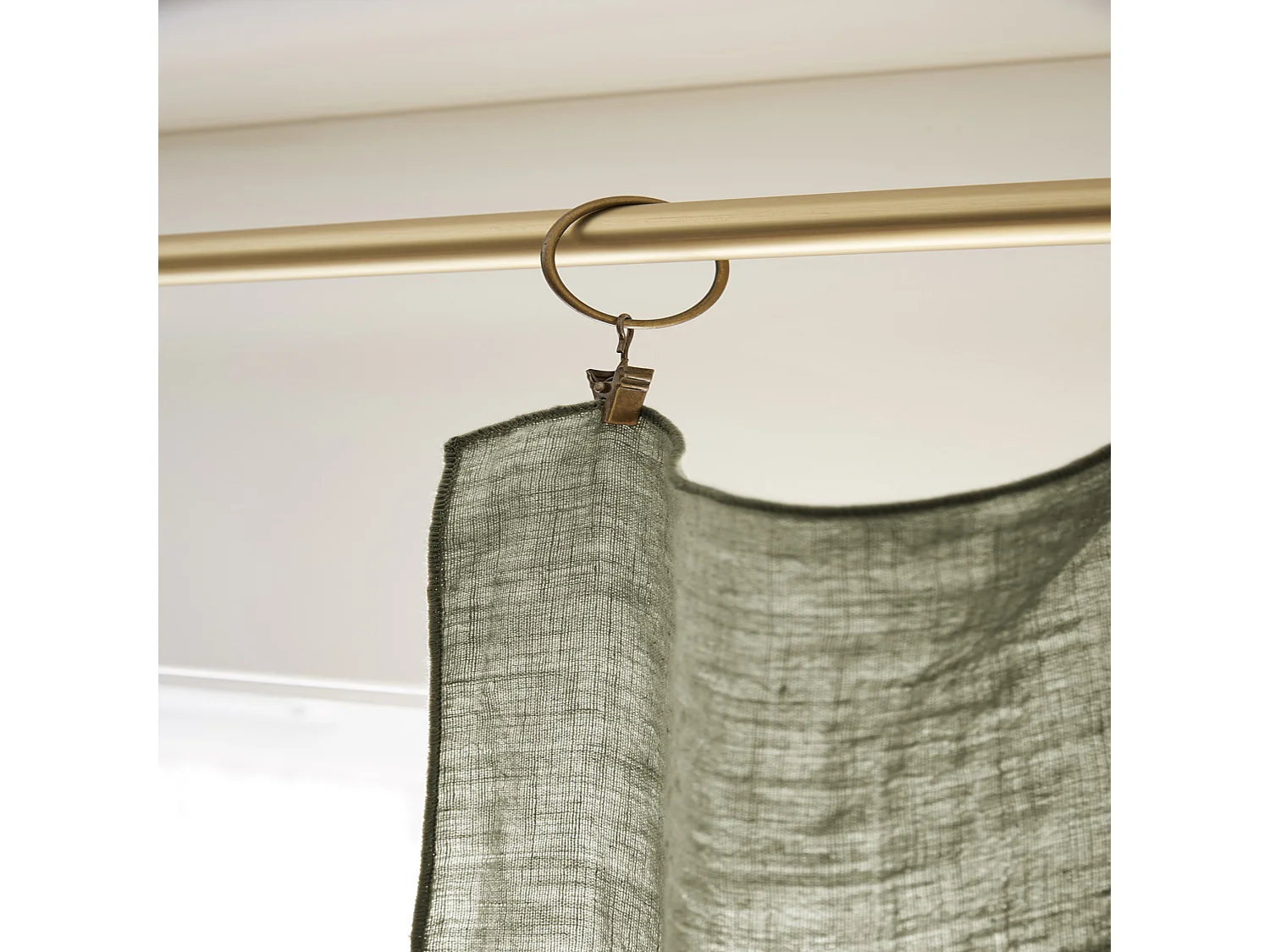 Rideau à pinces ajustable lin 140x270 cm kaki