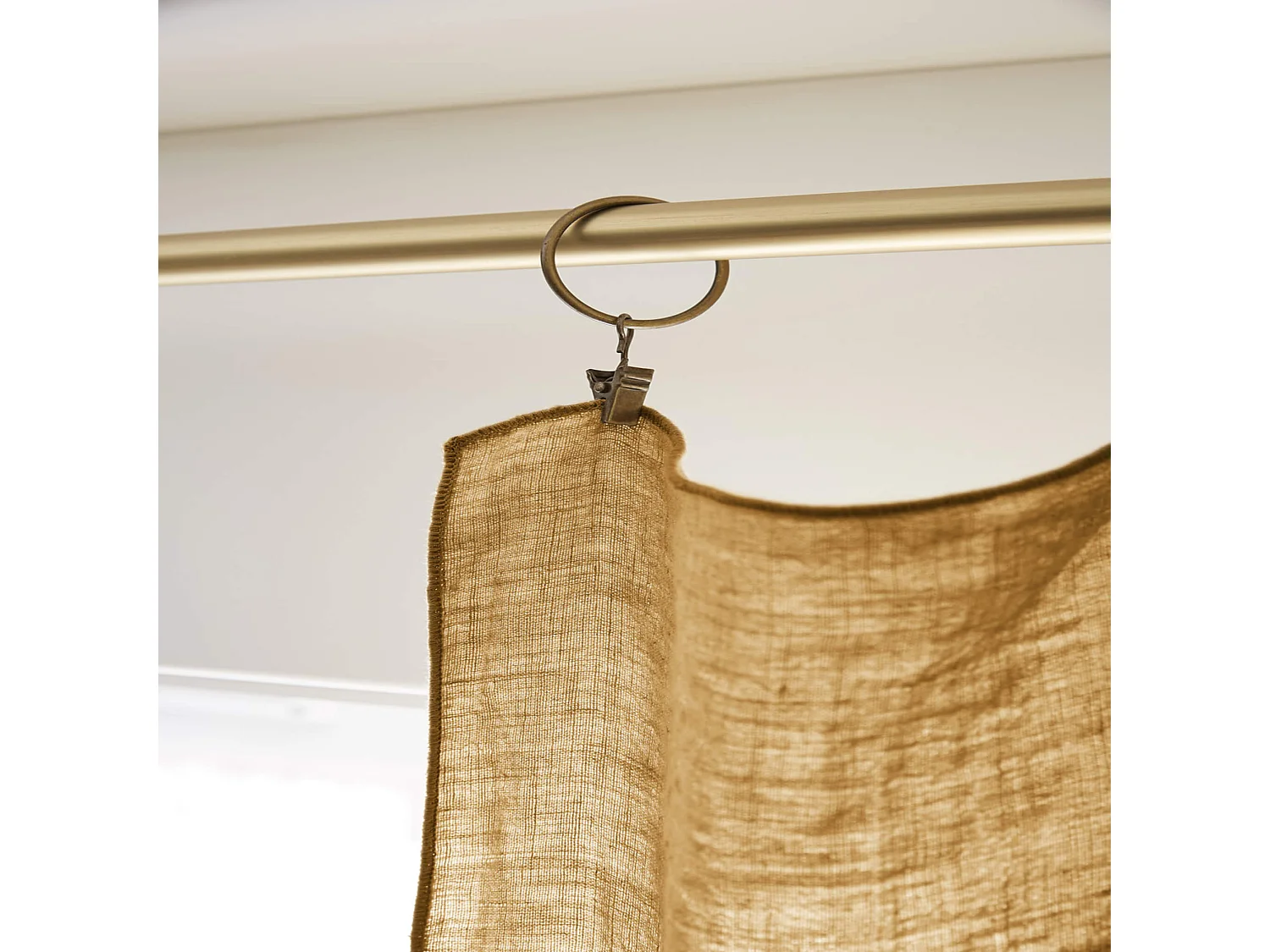 Rideau à pinces ajustable lin 140x270 cm marron