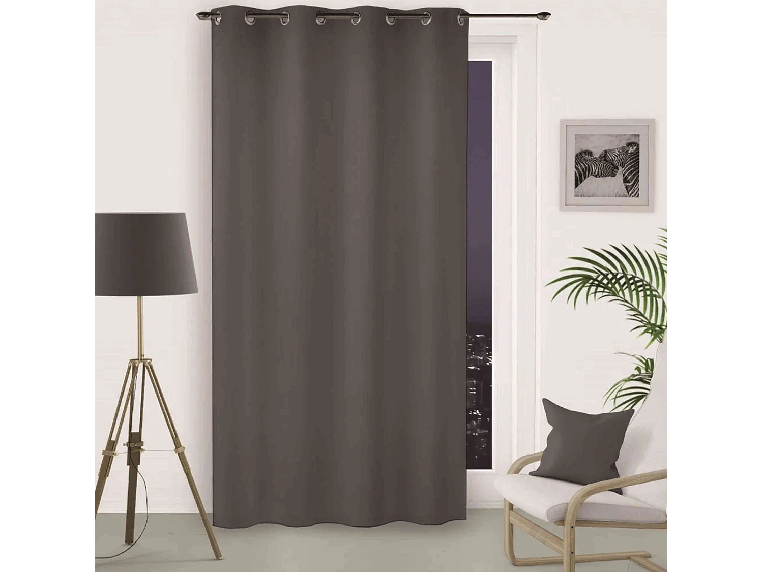 Rideau occultant à œillets Flash anthracite 135x240 cm