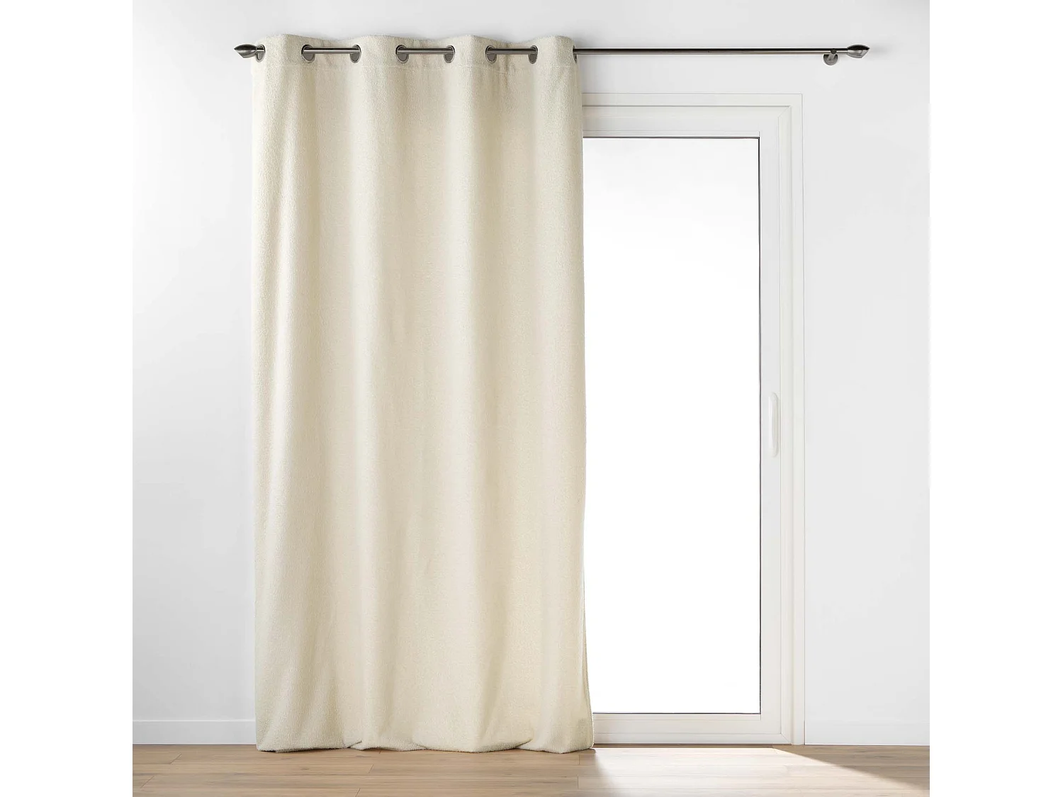 Rideau à oeillets bouclette unie ecru 140x240