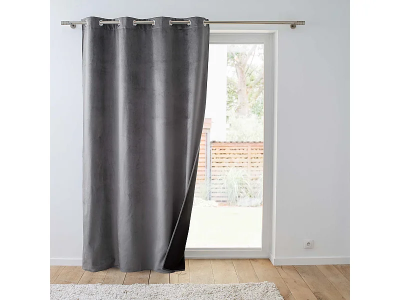 Rideau Isolant Velours "Polarchic" 140x260cm Anthracite