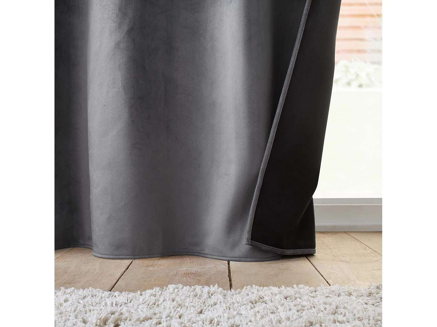 Rideau Isolant Velours "Polarchic" 140x260cm Anthracite