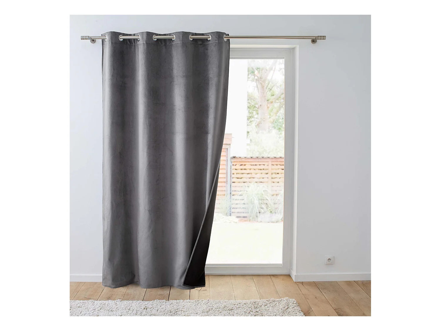 Rideau Isolant Velours "Polarchic" 140x260cm Anthracite