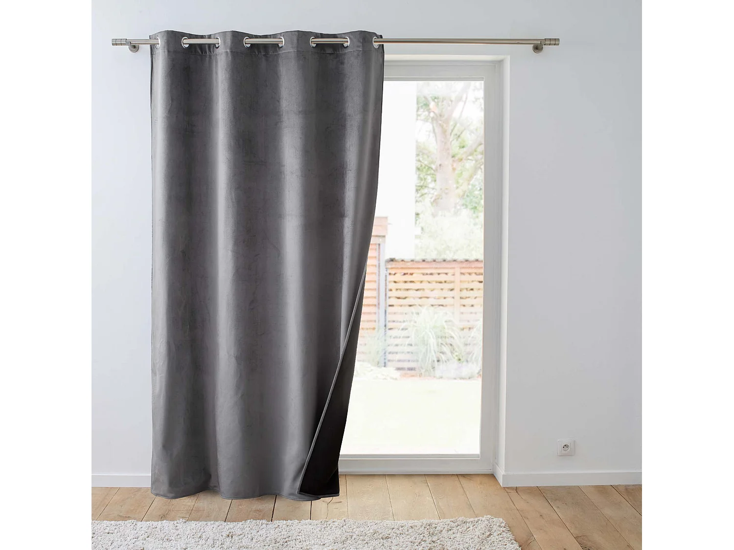 Rideau Isolant Velours "Polarchic" 140x260cm Anthracite