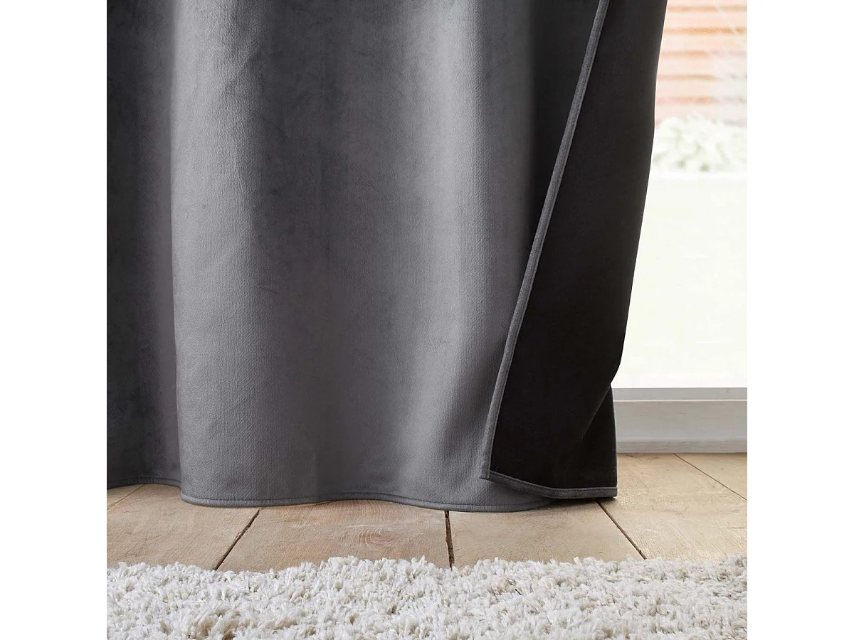 Rideau Isolant Velours "Polarchic" 140x260cm Anthracite