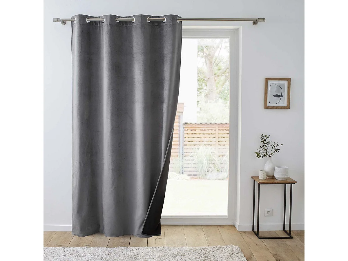 Rideau Isolant Velours "Polarchic" 140x260cm Anthracite