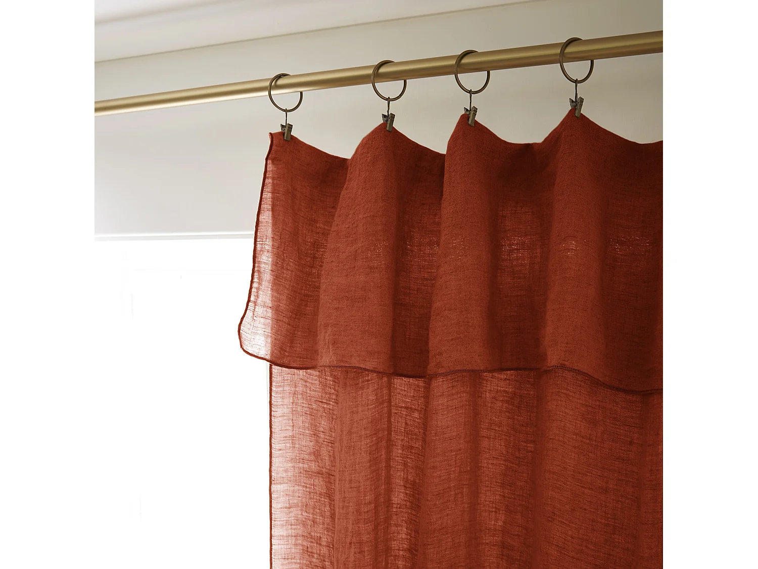 Rideau à pinces ajustable lin 140x270 cm orange