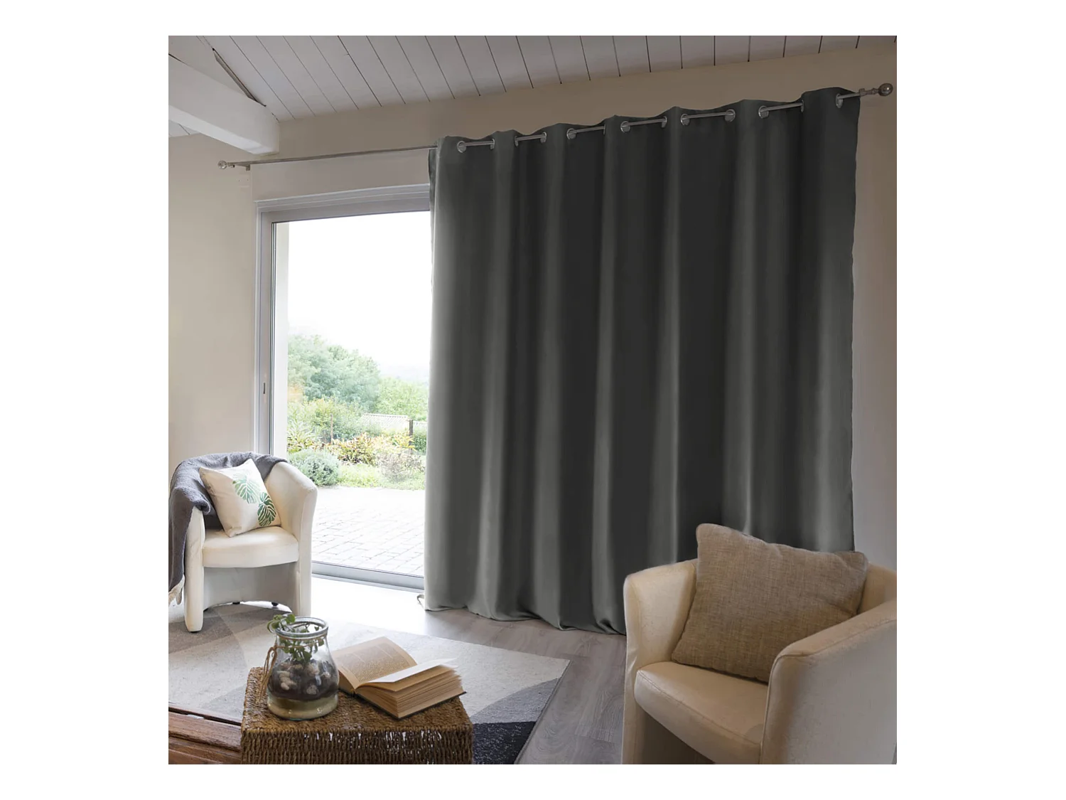 Rideau thermique à œillets anthracite 280x260