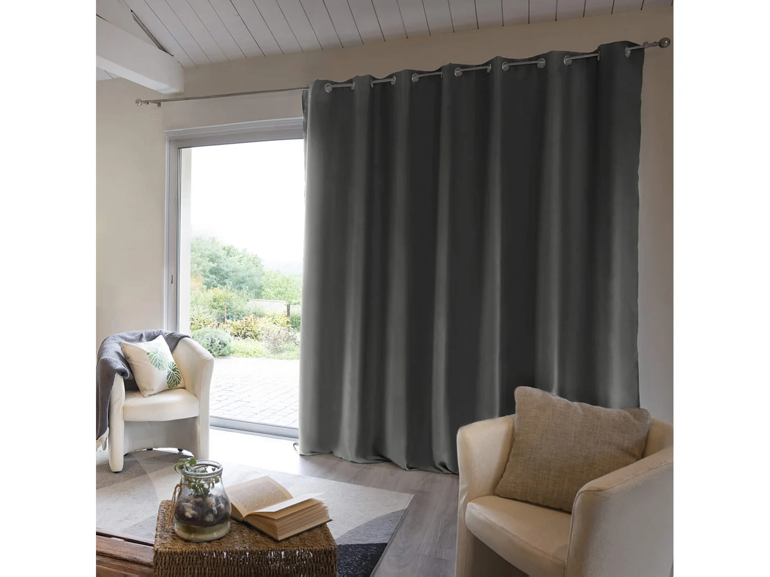 Rideau thermique à œillets anthracite 280x260