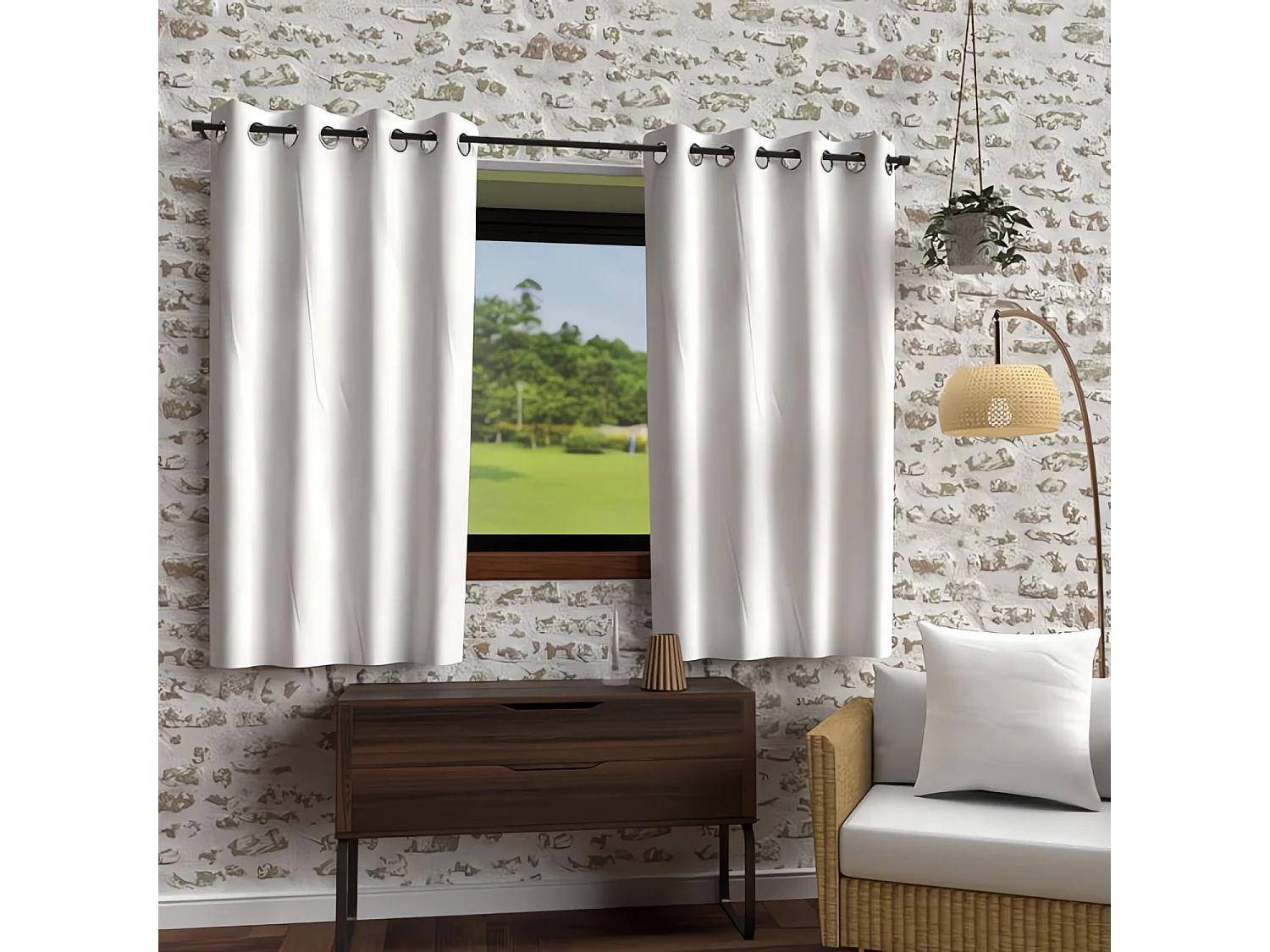 Rideaux à œillets Bohème blanc 135x180 cm