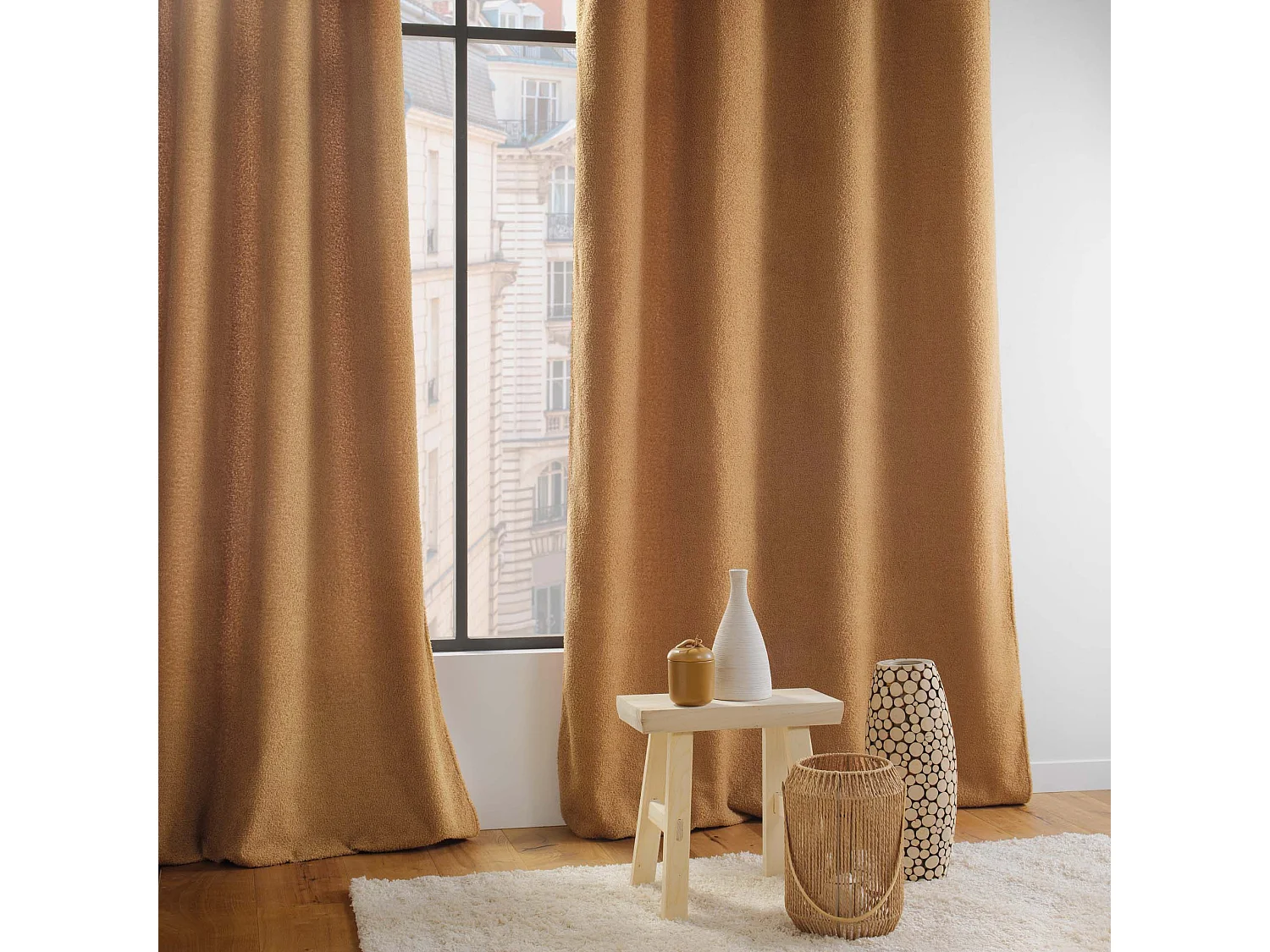 Rideau à Œillets Bouclette "Wooly" 140x240cm Camel