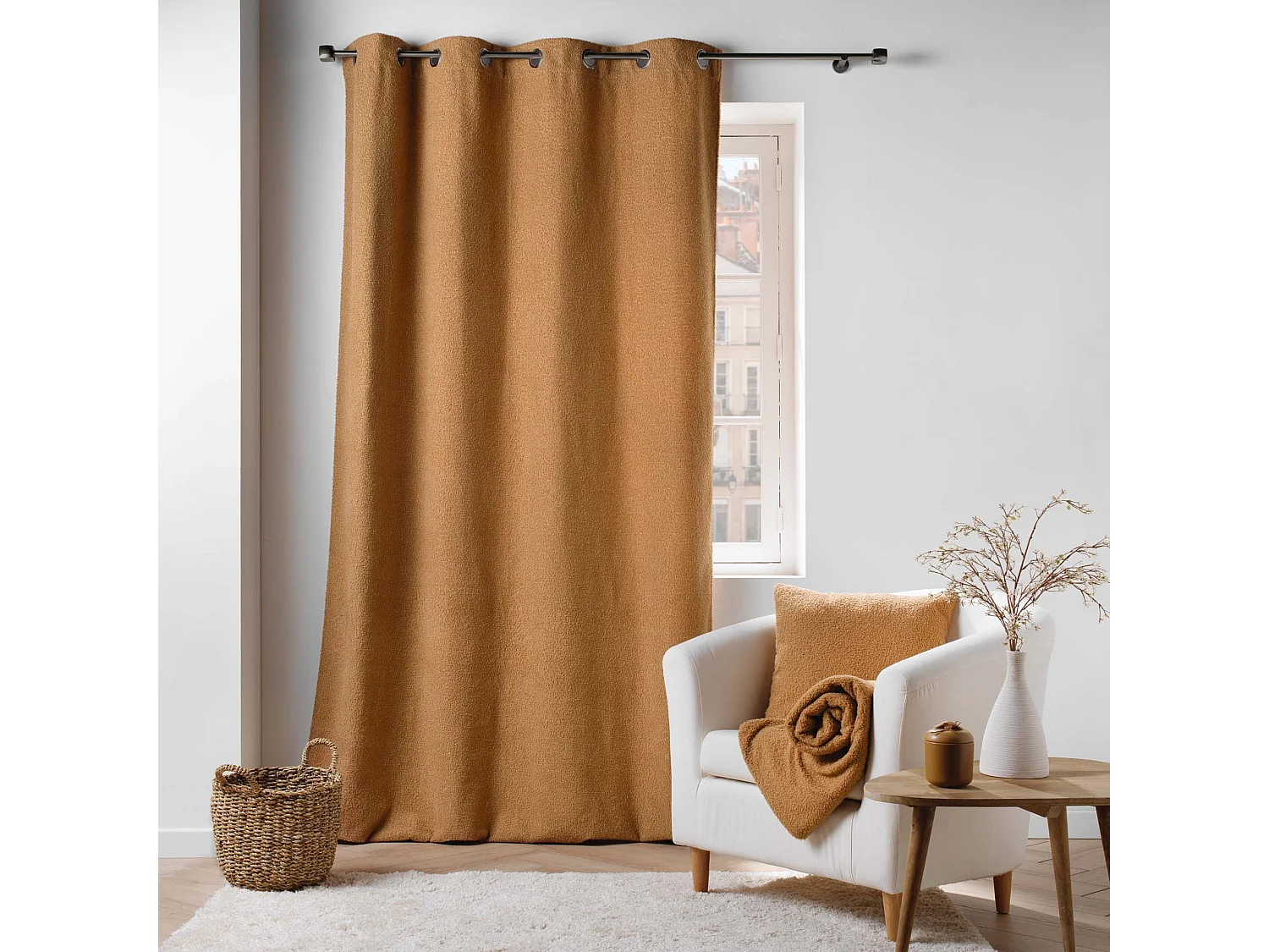 Rideau à Œillets Bouclette "Wooly" 140x240cm Camel