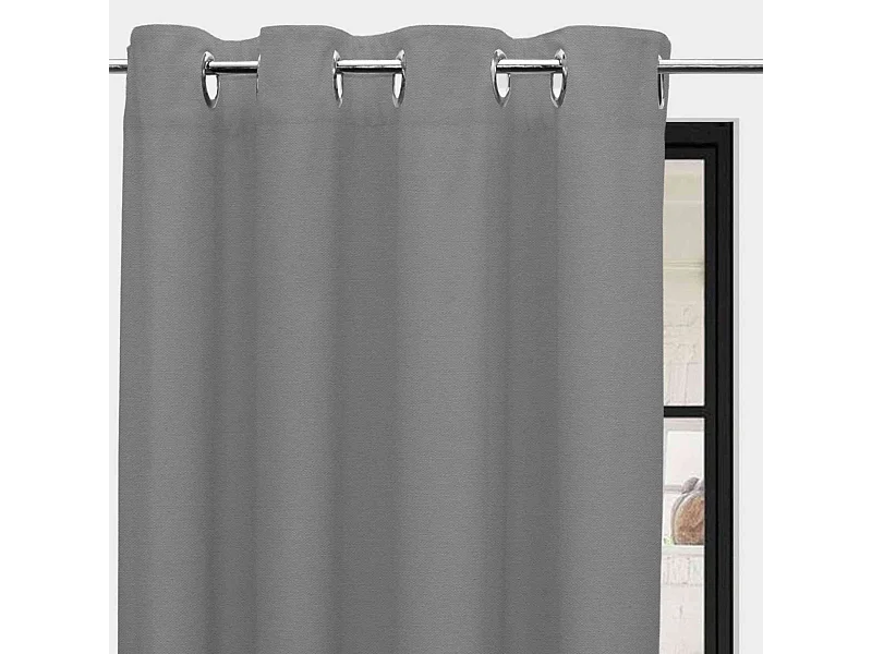 Rideaux à œillets Panama gris 135x250 cm