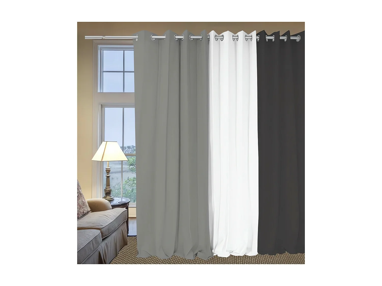 Cortina con ojales de algodón puro 135x250 cm PANAMA gris claro