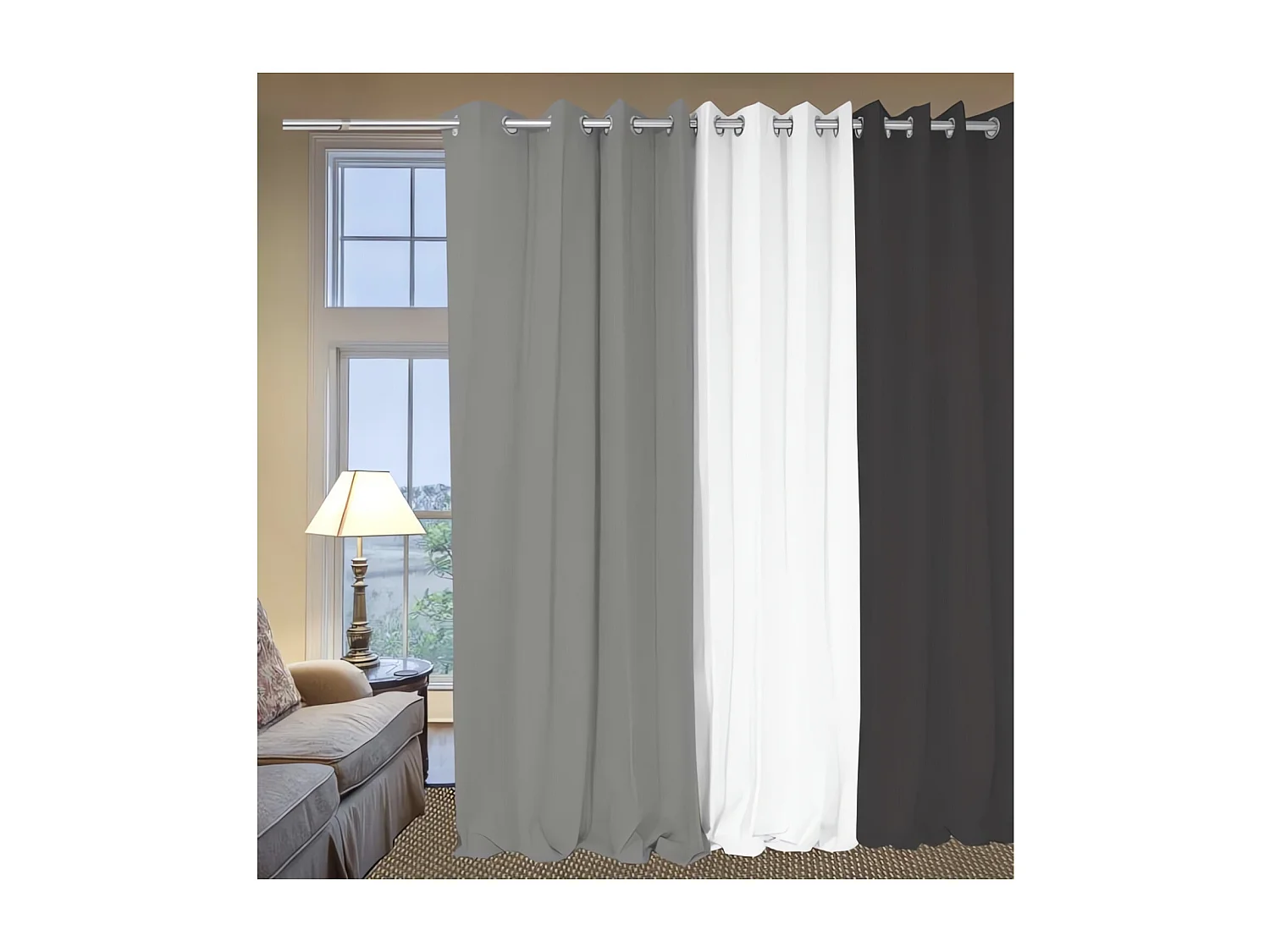 Cortina con ojales de algodón puro 135x250 cm PANAMA gris claro