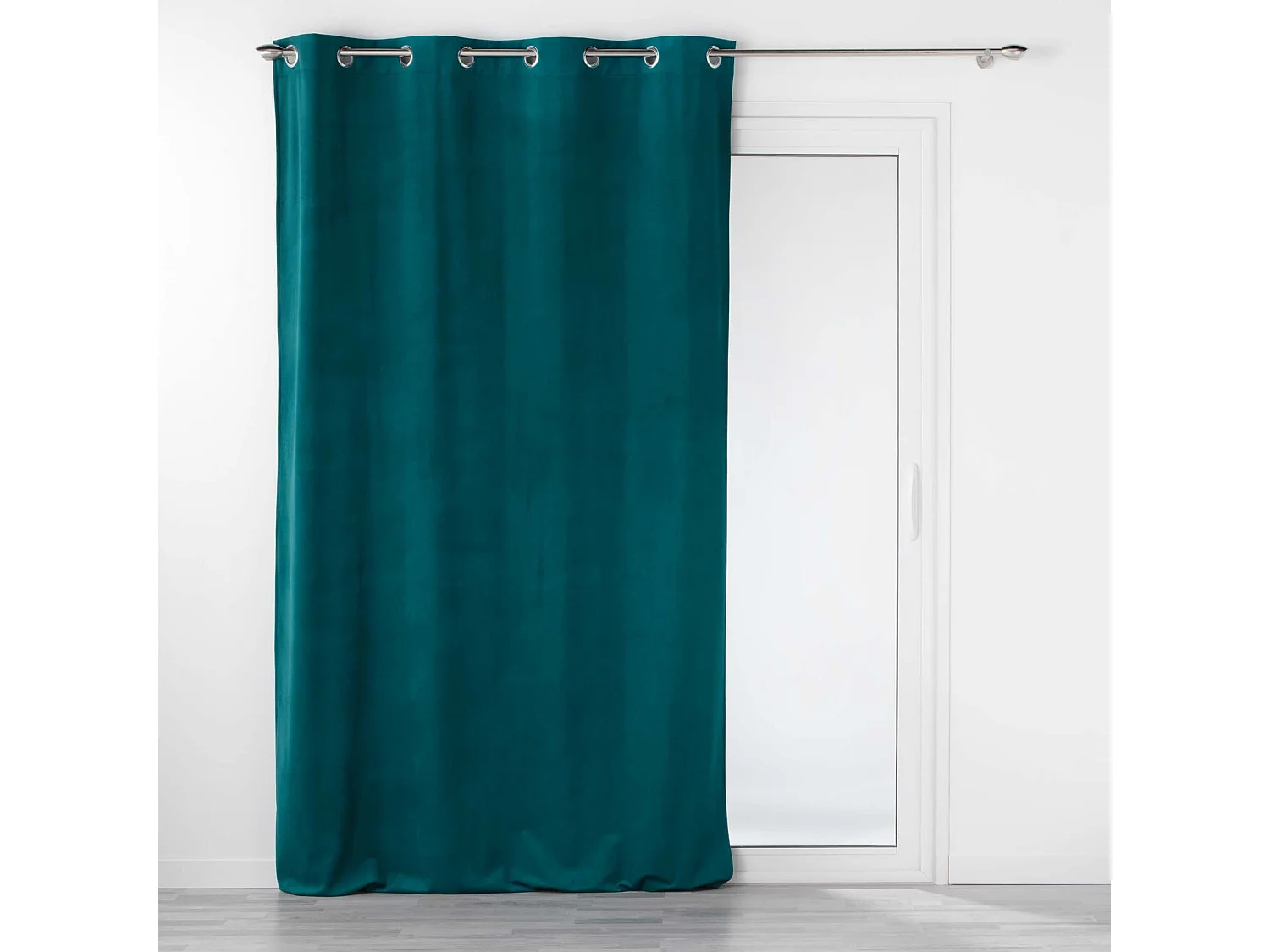 Rideau à Œillets "Velouriane" 140x260cm Bleu Pétrole