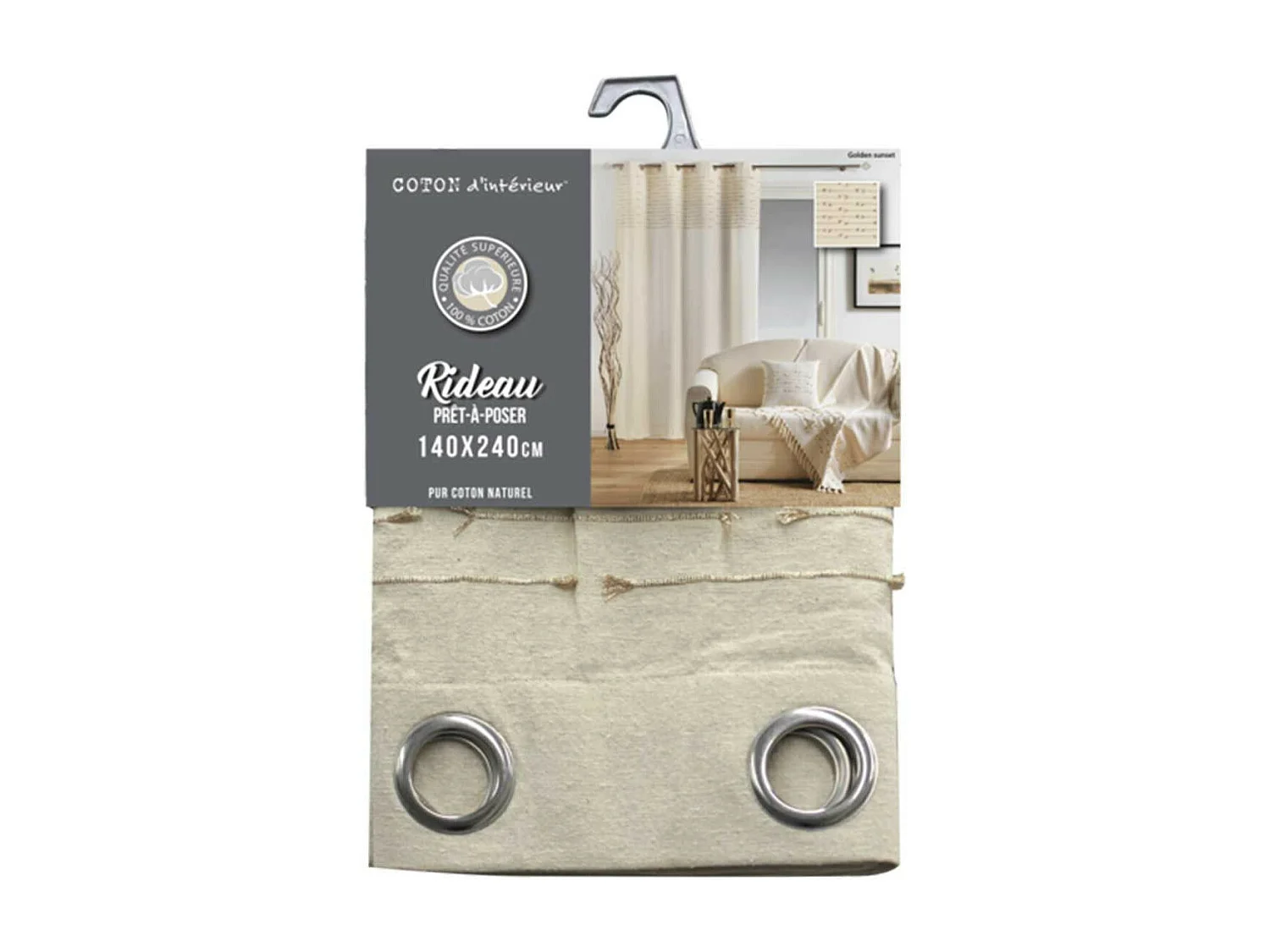 Rideau à Œillets "Golden Sunset" 140x240cm Naturel