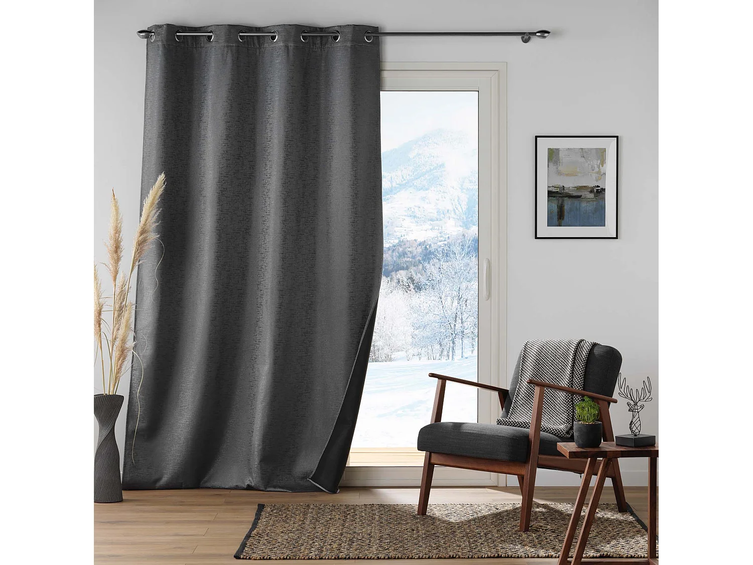 Rideau Isolant Thermique "Polarine" 140x260cm Anthracite