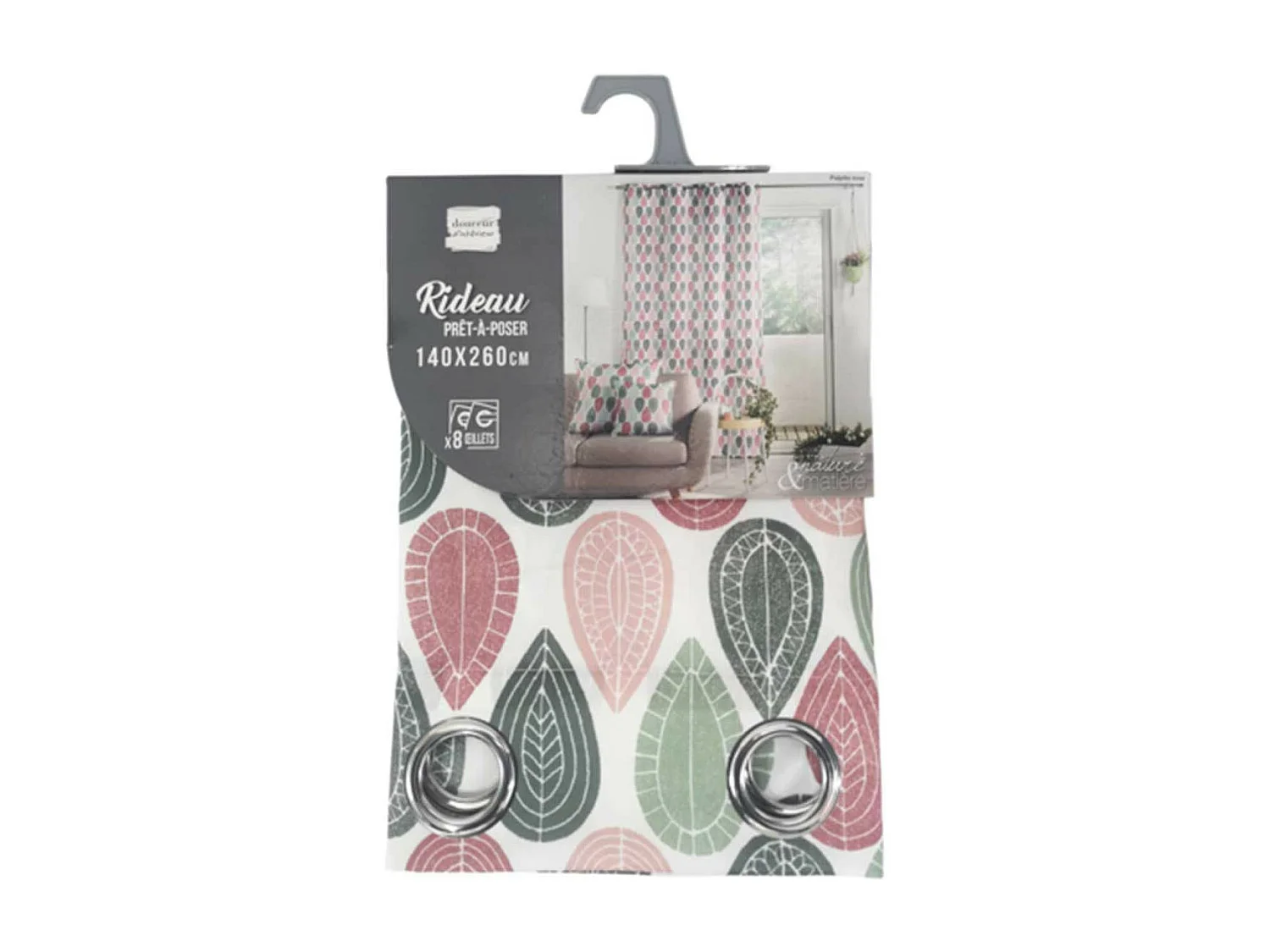 Rideau à Œillets Imprimé "Palpito" 140x260cm Rose